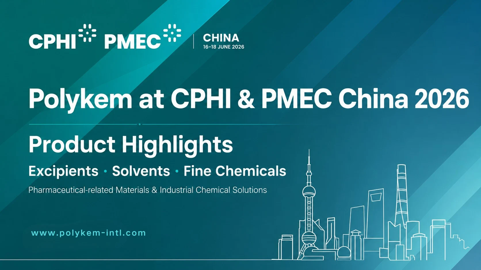 Hoogtepunten van Polykem-producten voor CPHI en PMEC China 2026: hulpstoffen, oplosmiddelen en fijne chemicaliën